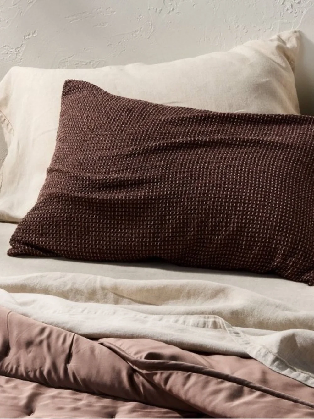 NEW Casaluna Textured Waffle Pillow Dark Fig Pillow Sham